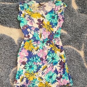 Mossimo Supply Co. Floral Pattern Dress with Blue and Yellow